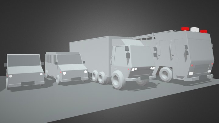 Low Poly Vehicle 3D Model