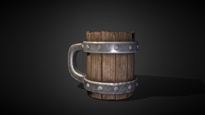Wood beer cup 3D Model