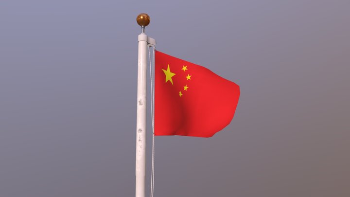 Flag of China (animated) 3D Model