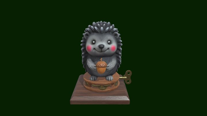 Winding Hedgehog with Acorn Box
