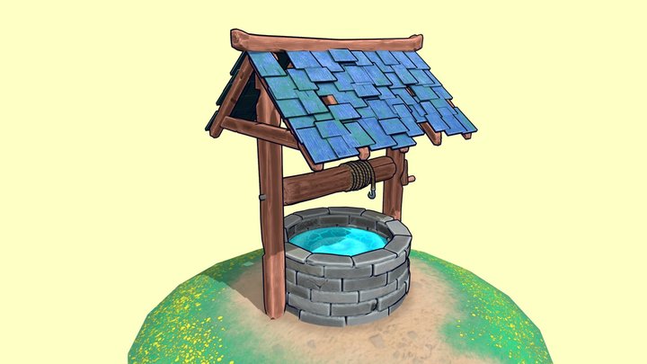 Stylized Well Low-poly 3D Model