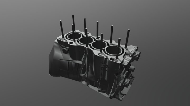 Engine Block Low Poly 3D Model