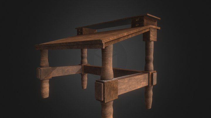 Medieval Writing Table 3D Model