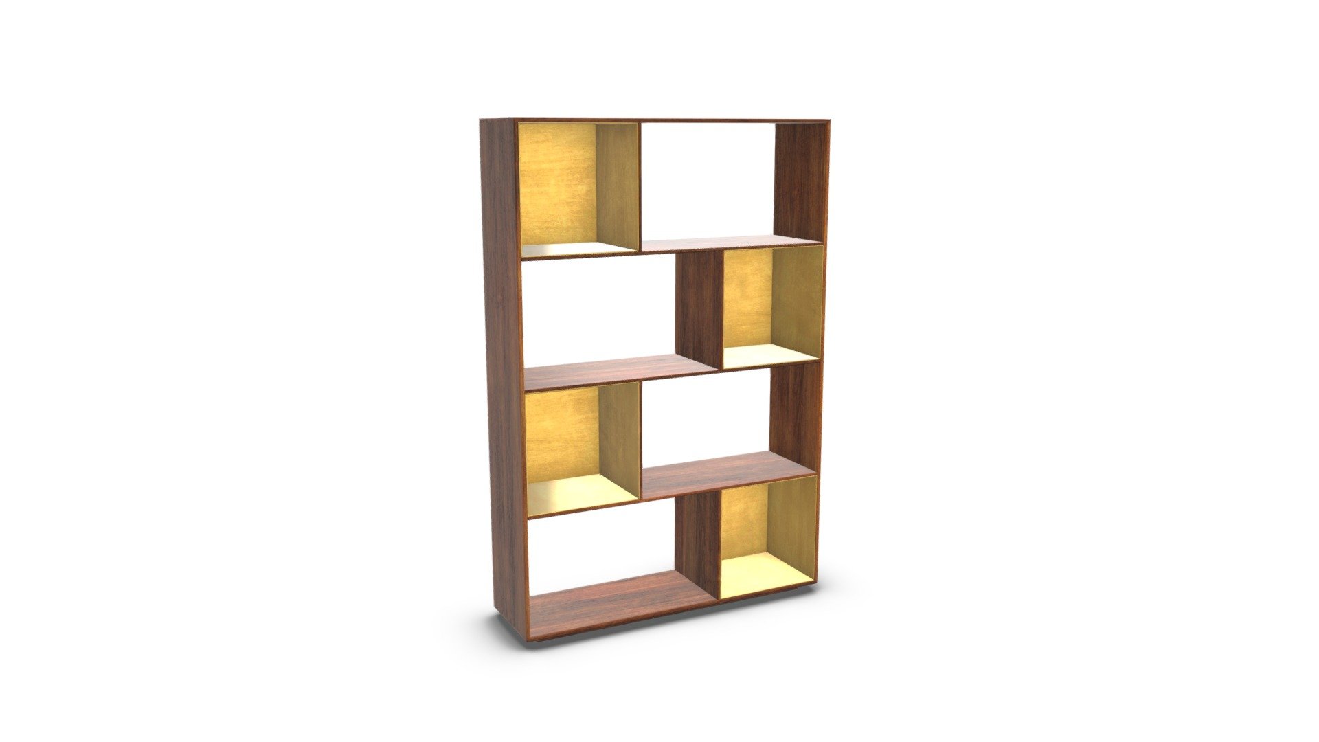 Anderson Wide Shelving Unit, Mango Wood and Bras 3D model by (madeit) [7c0458f