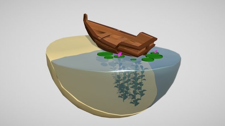 Beached Boat Diorama 3D Model