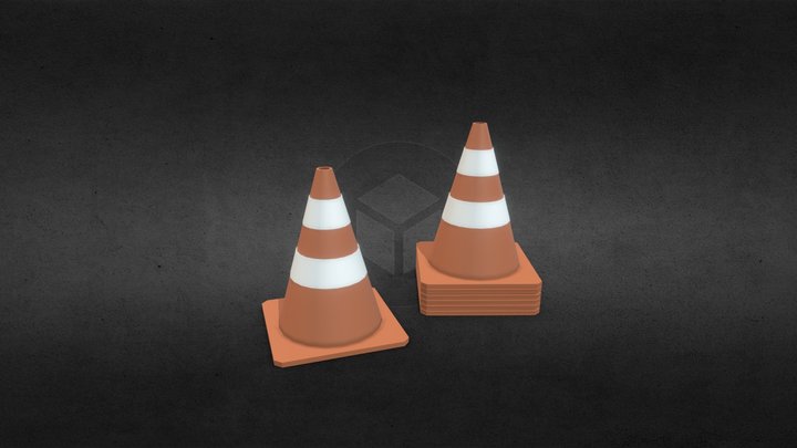 Traffic Cone & Traffic Cone Stack 3D Model