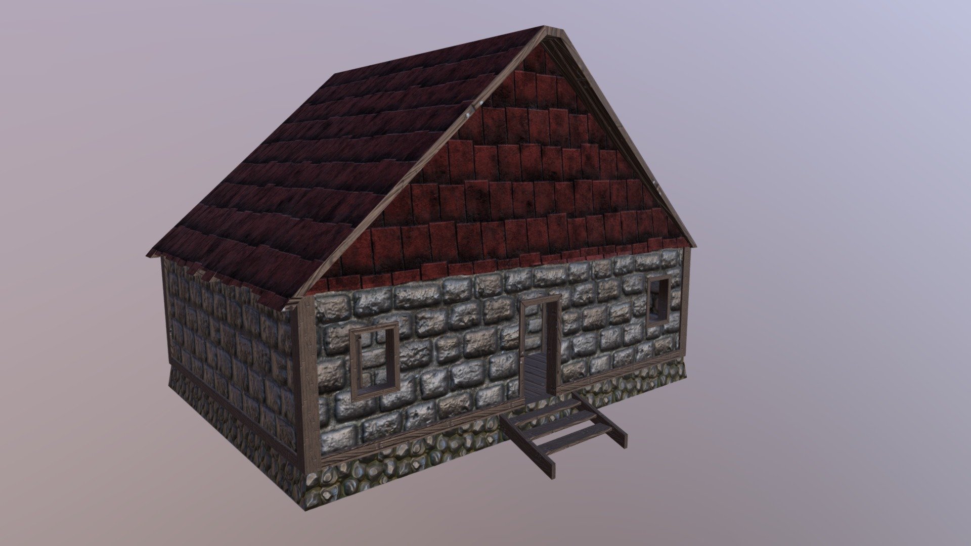 House with interior - low poly