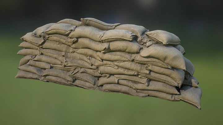 Sandbag Wall 02 3D Model