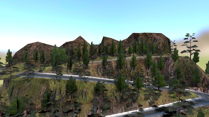 Road with trees 3D Model