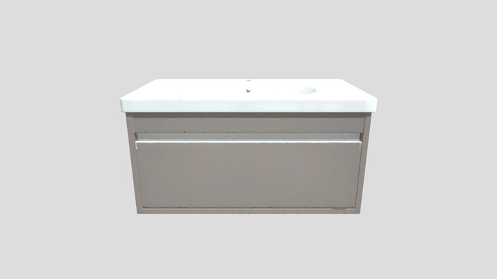 Beige bathroom vanity with integrated sink 3D Model