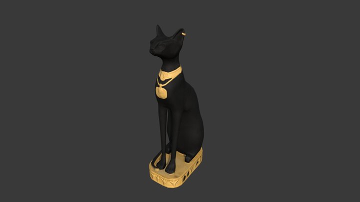 Sculpture of an egyptian cat 3D Model