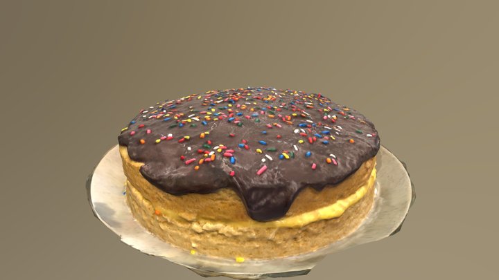 Boston Cream Birthday Cake 3D Model