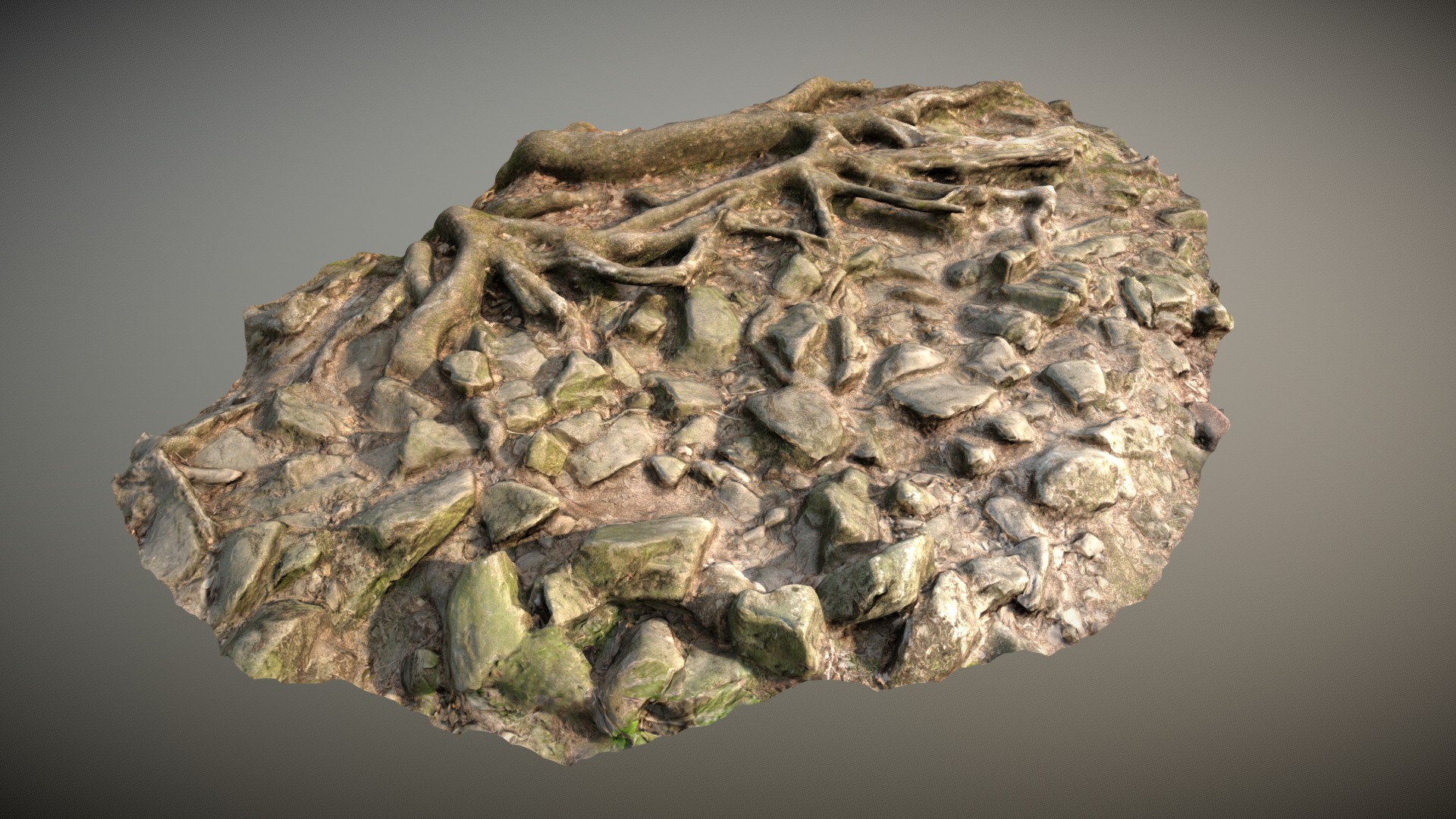 3D model Ground Stones E - This is a 3D model of the Ground Stones E. The 3D model is about a rock with a dark background.