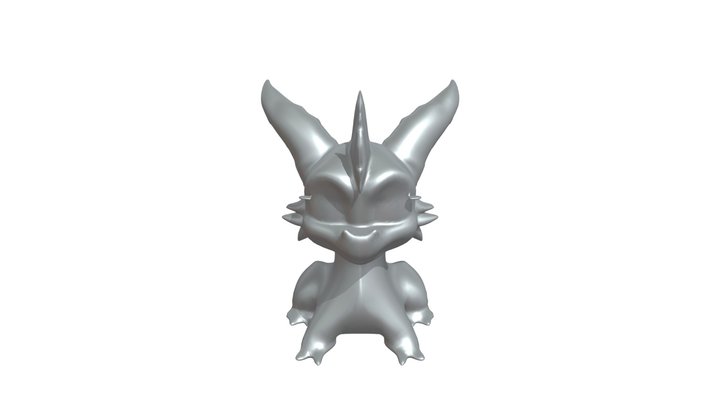 a bust of a cute cartoon dragon 3D Model