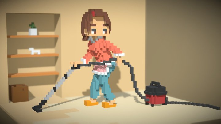 Room Cleaning Girl 3D Model