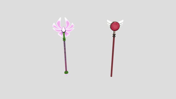 2 Magic Staffs 3D Model