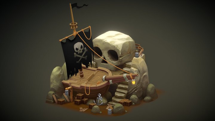 Pirate Ship: Based on the art of Sephiroth 3D Model