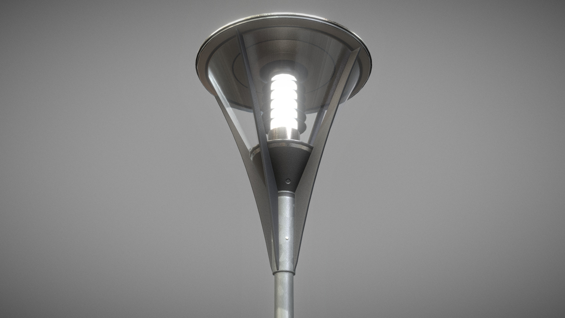 3D model Street Light 6 (Low-Poly Galvanized Version) - This is a 3D model of the Street Light 6 (Low-Poly Galvanized Version). The 3D model is about a light bulb on a pole.