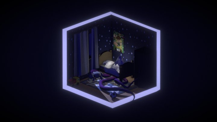 Isometric room - Monster under the bed 3D Model