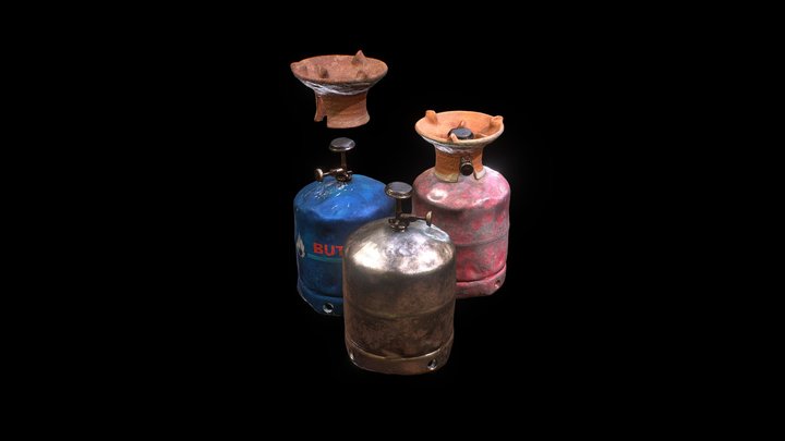 MINI BUTAGAZ 003 ENSEMBLE (low-poly) 3D Model