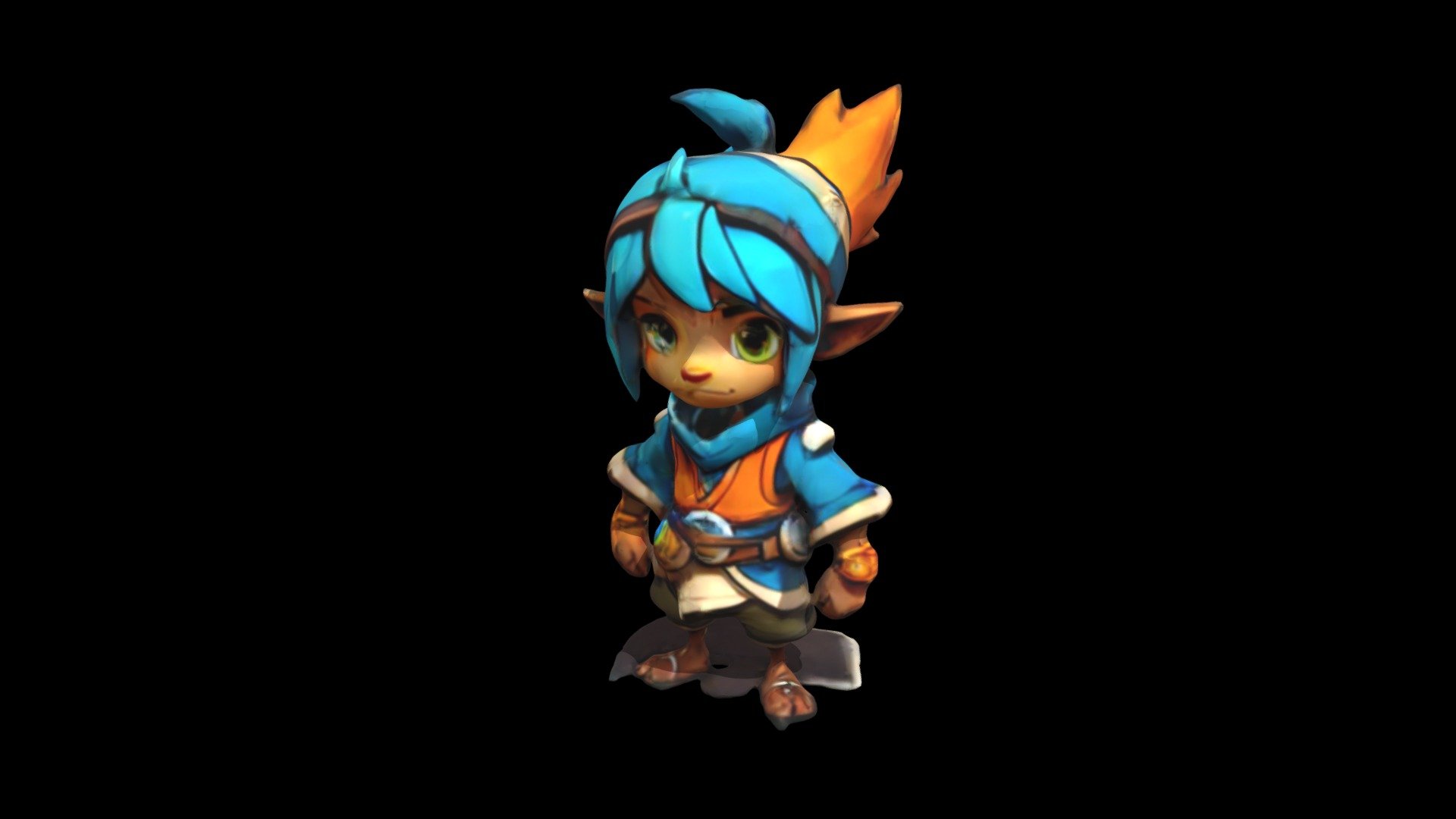 a cartoon character with blue hair and orange - Download Free 3D model ...