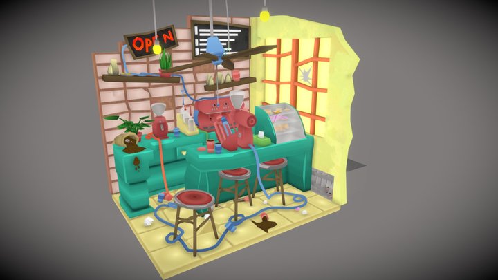 Messy CoffeeShop DAECrib 3D Model