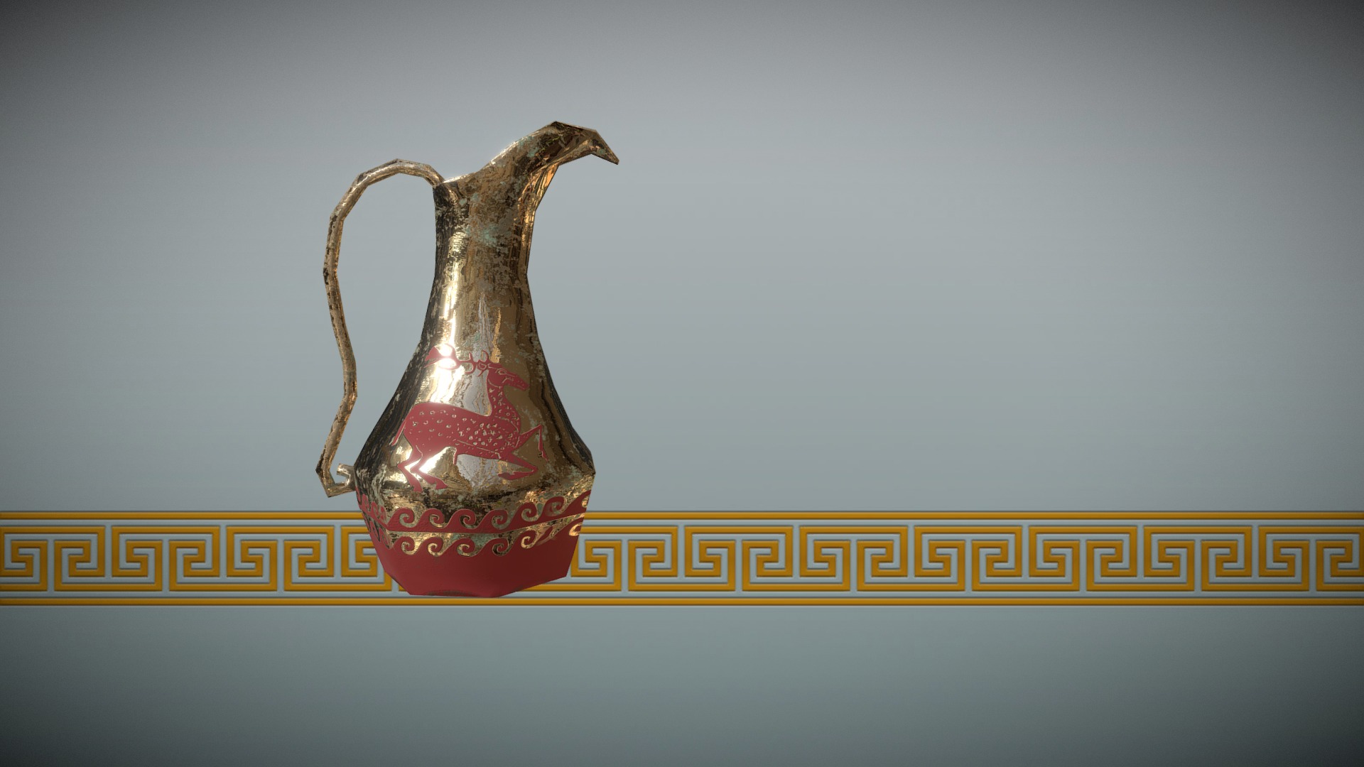 3D model Bronze Water Jug - This is a 3D model of the Bronze Water Jug. The 3D model is about a glass bottle with a red liquid.