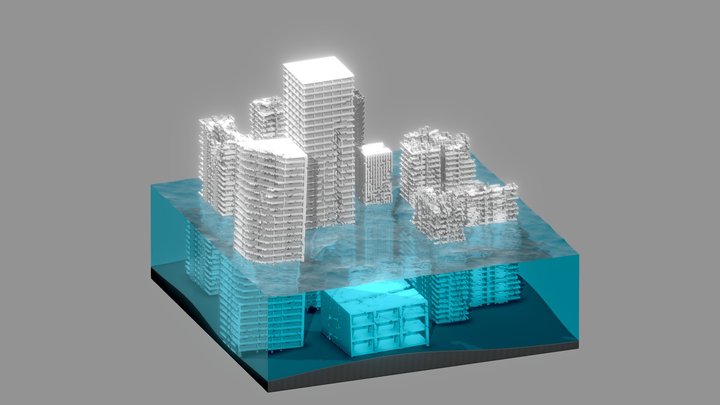 Post-Apocalyptic City Diorama 3D Model