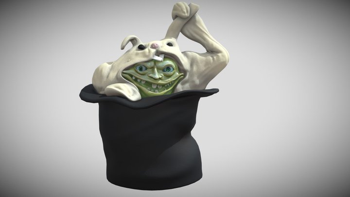 Bunny Gremlin Dafoe in a magic hat 3D Model