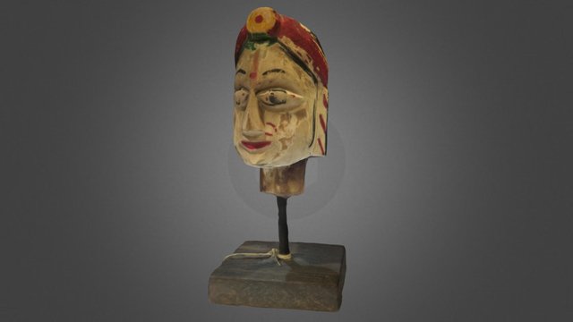 Antique Wooden Puppet Head 3D Model