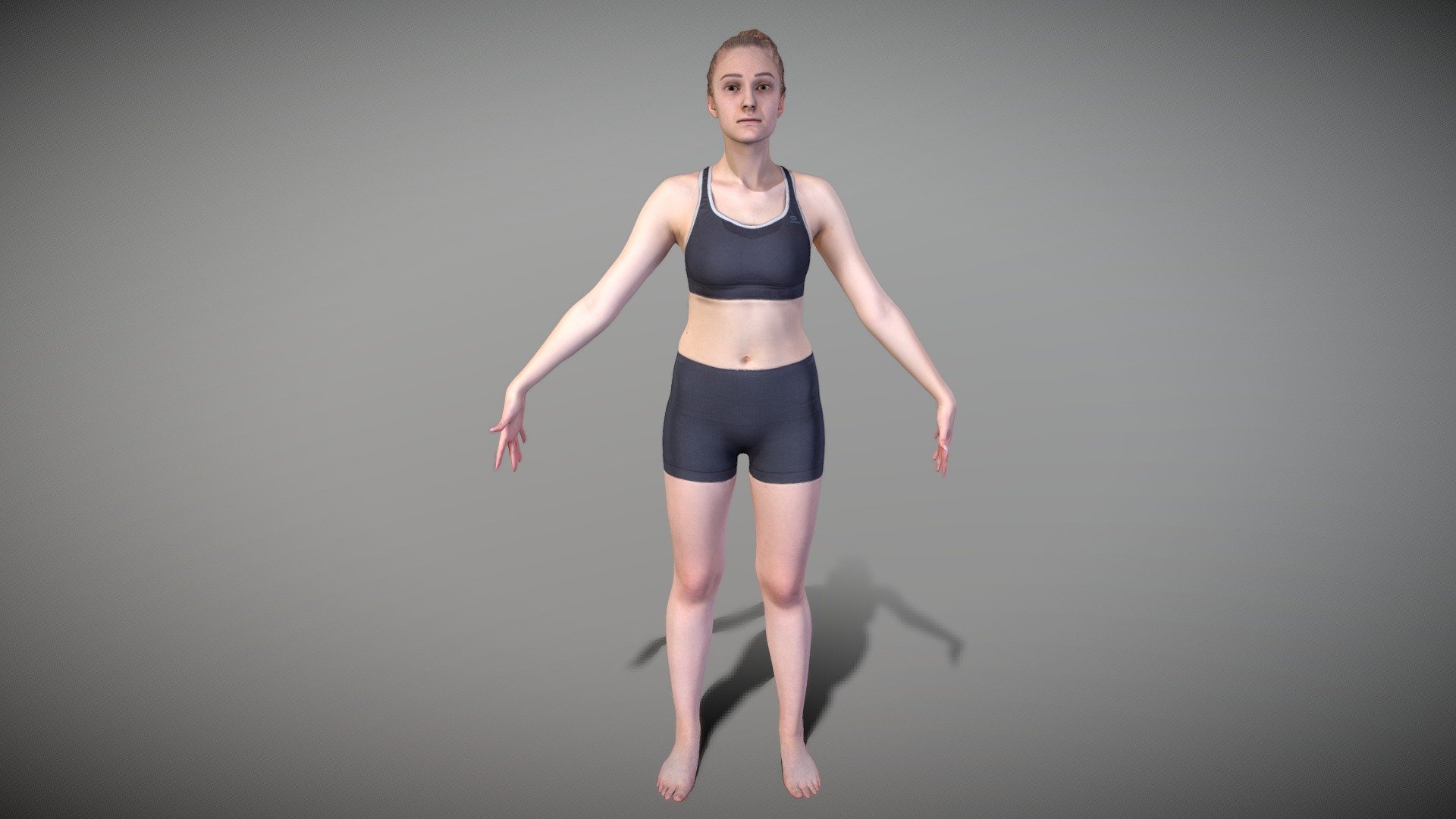 Sporty woman ready for animation 118 — Sketchfab embed 3D viewer
