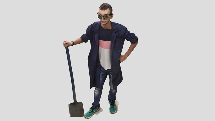 kislyi196 with a shovel in an old robe 3D Model
