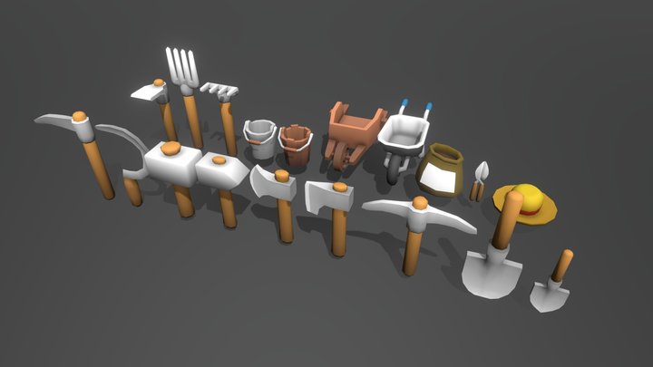 ToonTastic - Farm Tools (Game-Ready) 3D Model