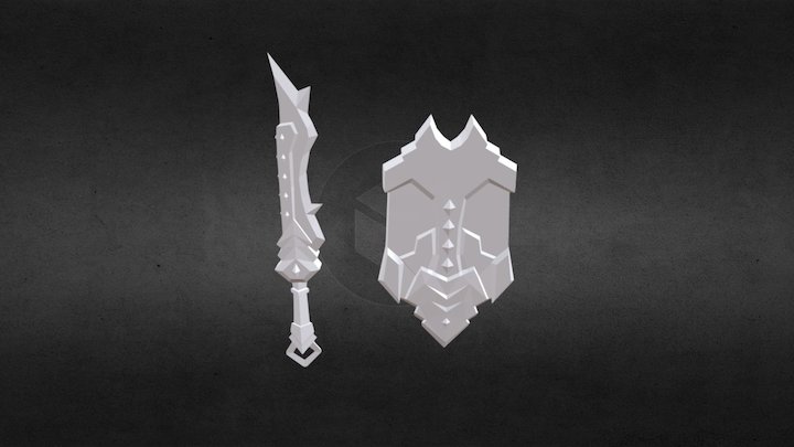 Low-Poly Sword and Shield [WIP] 3D Model