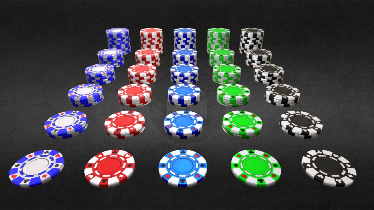 3D model Game-Ready Poker Chip Set - This is a 3D model of the Game-Ready Poker Chip Set. The 3D model is about a group of poker chips.
