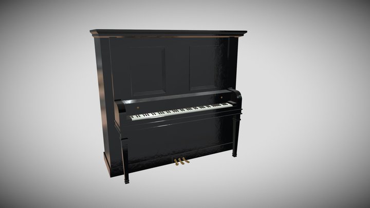 Upright Piano (Black) 3D Model
