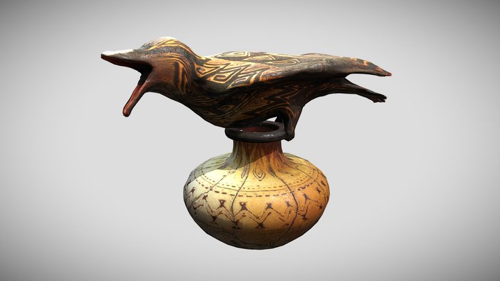 Anasazi Raven and Pot 3D Model