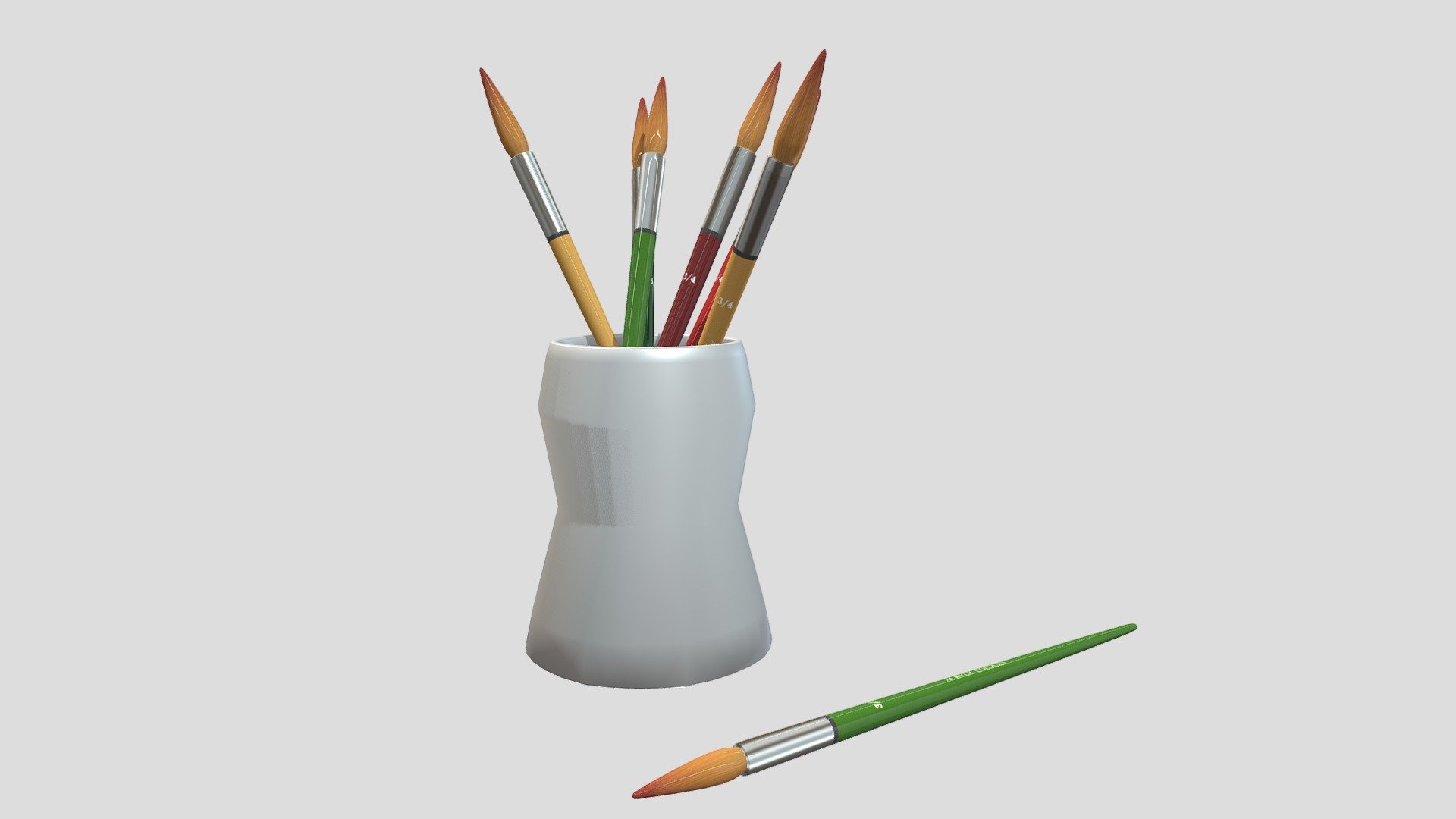 paintbrushes set of paint brushes 3D model