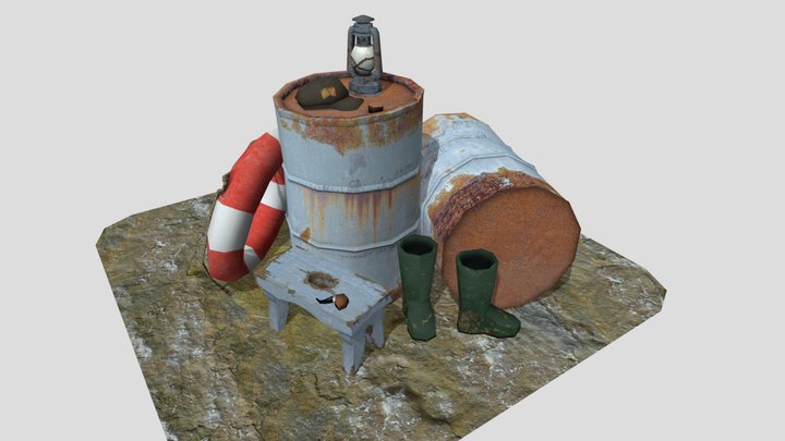 DAE By the Sea. 3 Simple props 3D Model