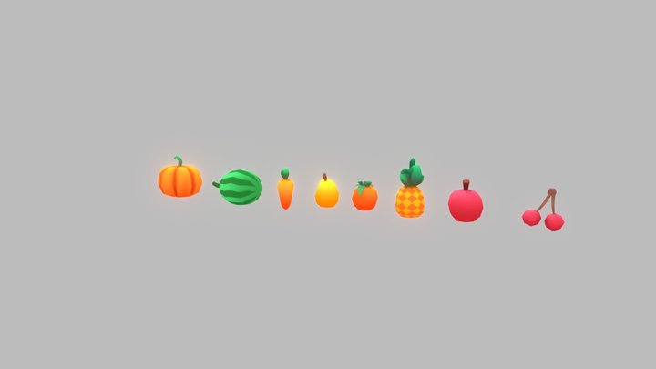 Fruits low poly pack 3D Model