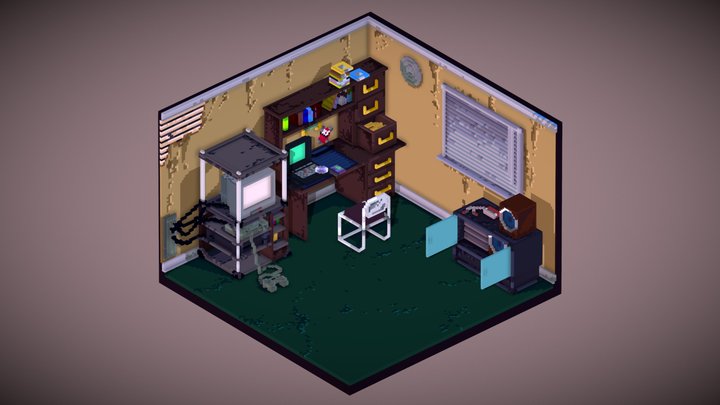 90s Gamer Room 3D Model