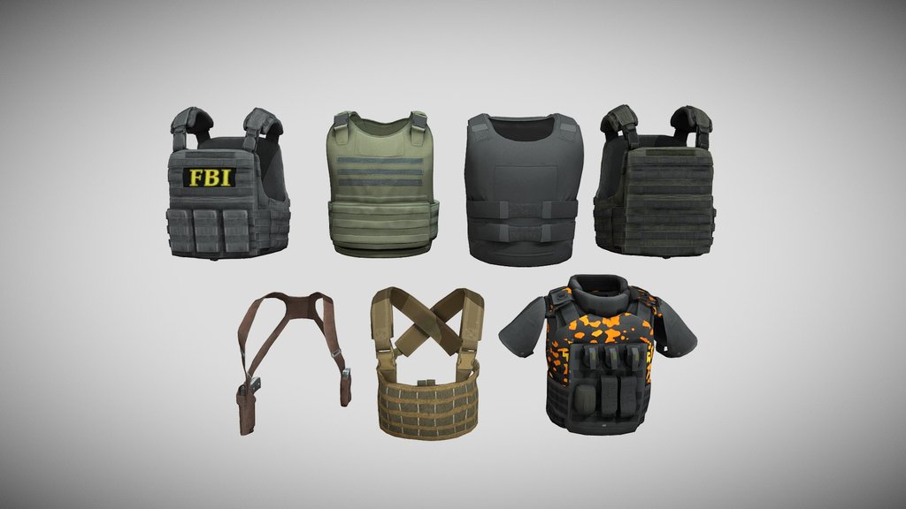 Vest Armor Holster LowPoly GameReady Pack
