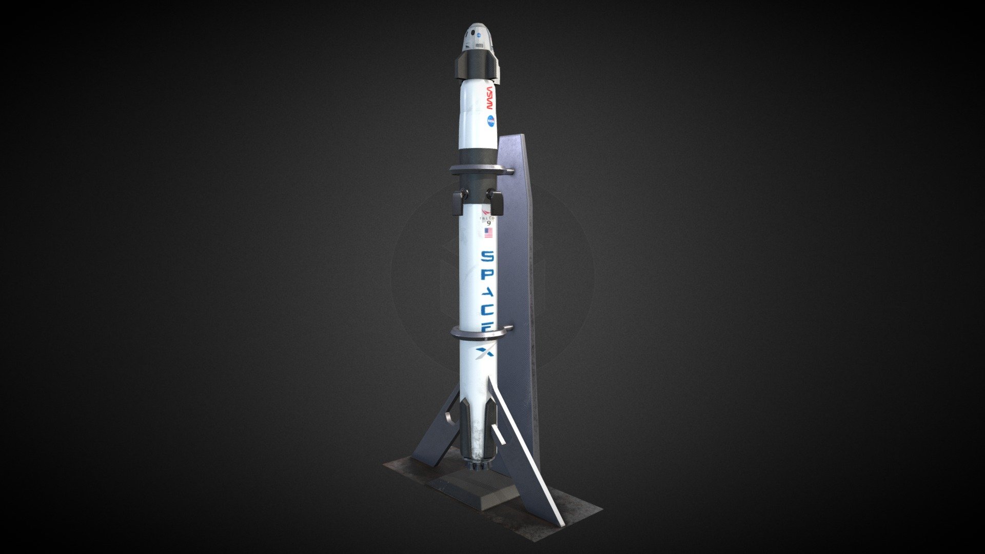 Rocket Falcon 9 SpaceX 3D model by Guxart3D (gusxart) [7c42878