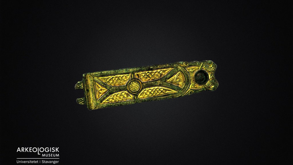 Bronze buckle with guilding.