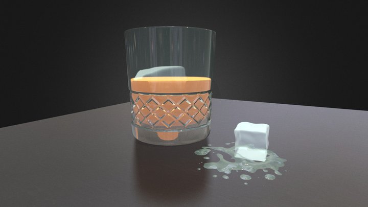 Whisky glass 3d Ice cube 3D Model