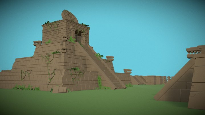 Stylized Aztec Temple Modular Pack 3D Model