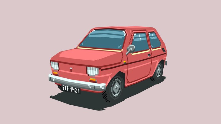 Polish Fiat 126p - low poly pixelart 3D Model
