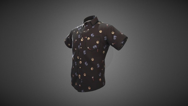 Skull Button-up Shirt 3D Model