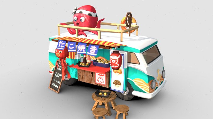 Takoyaki food truck 3D Model