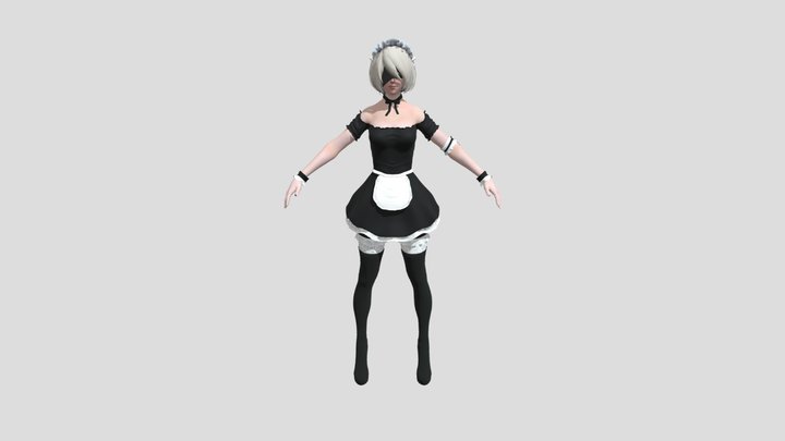 Nier Automata 2B Maid 3D Model